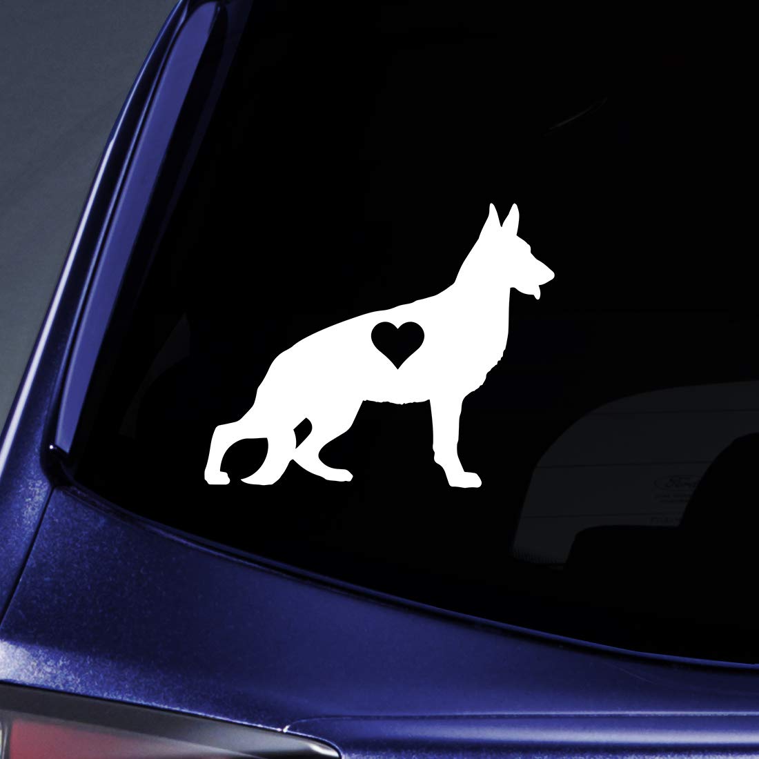 Bargain Max Decals German Shepherd Silhouette Love Sticker Decal Notebook Car Laptop 5.5" (White)