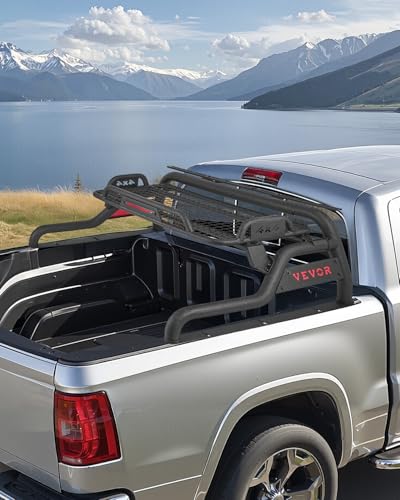 VEVOR Arceau de Sécurité Arrière pour Pick-up, Barre de Benne Réglable Universel, Compatible avec Pickup Pleine Grandeur, en Acier au Carbone, avec Plateau...