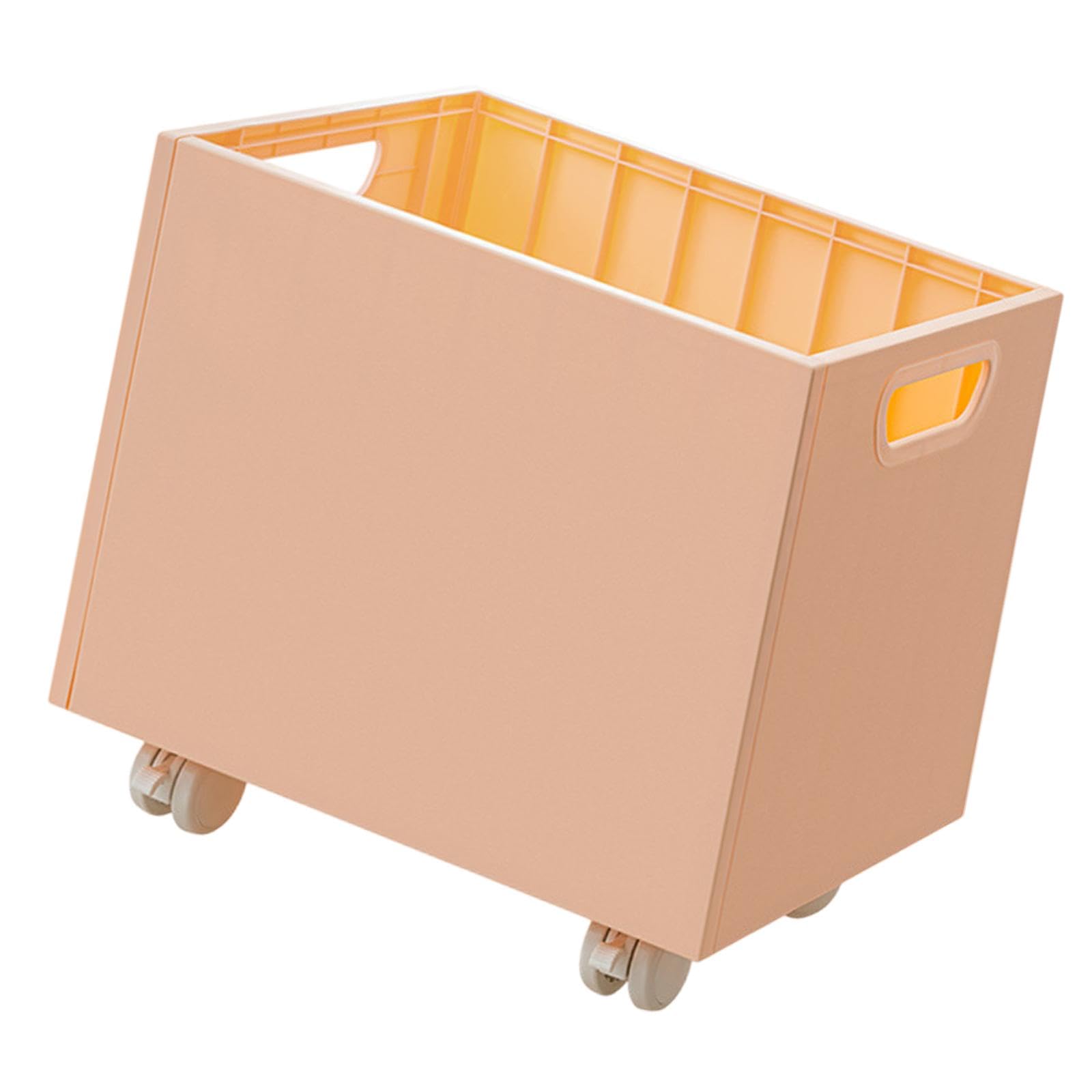 Stackable Book Storage Box Minimalist Rolling File Organizer for Home Office Pink-image-34