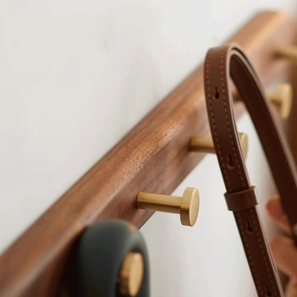 Wandkapstokken Massief houten messing kledinghaak, entreefoyer kleerhanger, hoedkleerhaak, wandmontage, toegangsdeur Kapstokken(Brown,Klein Wandkapstokken Massief houten messing kledinghaak, entreefoyer kleerhanger, hoedkleerhaak, wandmontage, toegangsdeur Kapstokken(Brown,Klein