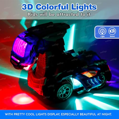 Image of Zest 4 Toyz 2 in 1 Deformation Car for Kids with Light and Sound Effects | Dino Deformed Battery Operated Toys 360 Degree Rotating Car Toy | Suitable for 3+ Years Boys and Girls- Red