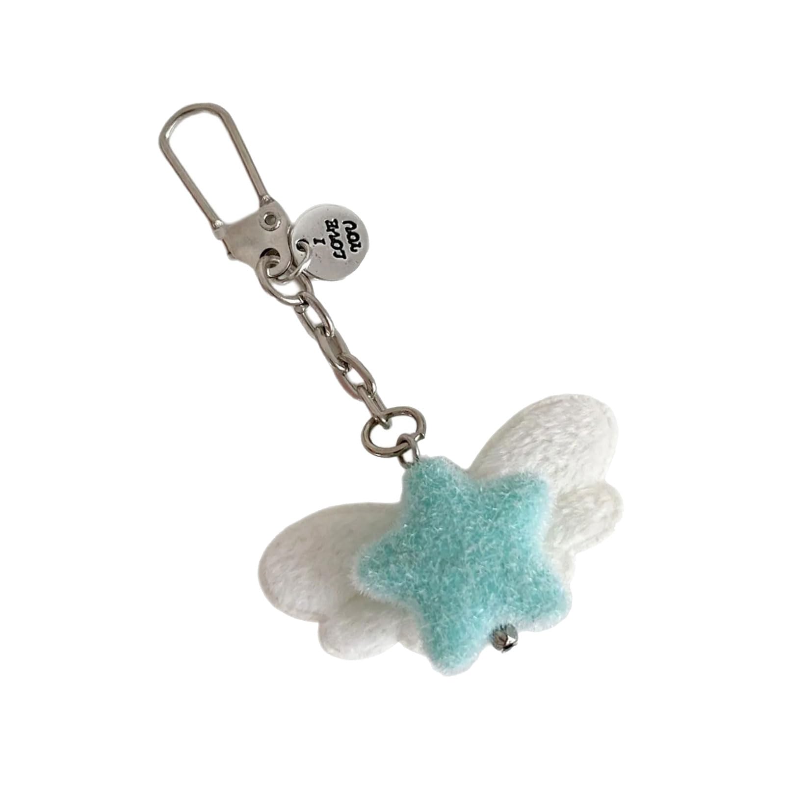 APGLSXY Flocking Materials Star Keychain Fuzzy Angel Wing Ornament Stylish Practical Students Girls Friend Plush Keychain Accessory