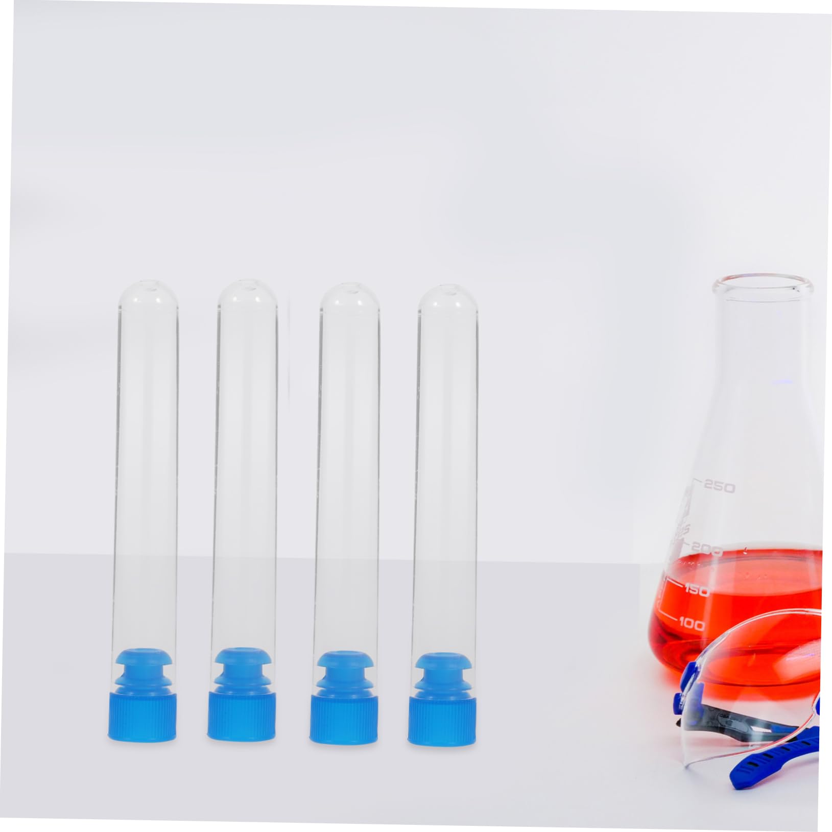 VILLFUL 50pcs Clear Container Beverage Container Plastic White Test Tube with Caps Test Tube Chemistry