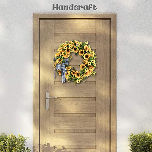 Decorazy Sunflower Wreath For Front Door 20 Inch - Fall Wreaths For Front Door Outside - Handcraft Wreath - Autumn Wreath - Sunflower Decor -Fall Artificial Flowers - Front Door Decor #TOP3