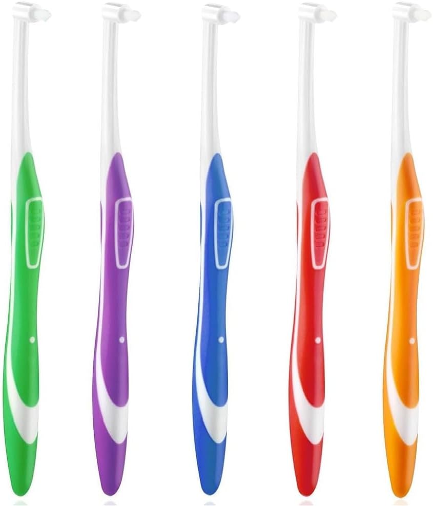 Heanvmyss End Tuft Cepillo de Dientes,5 Piezas Cepillo Ortodoncia Brackets,Cepillos de Dientes Individuales Copetudos,Areas Difíciles de Alcanzar,Limpieza de Detalles Dentales para Adultos,Alrededor d