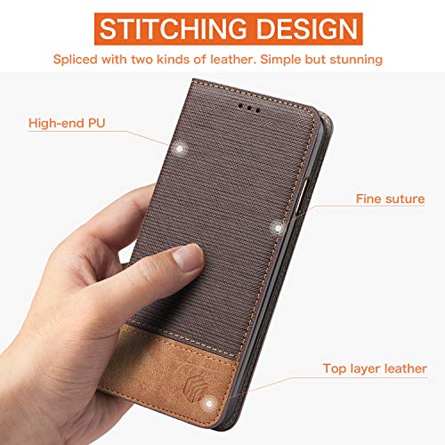 Wenbelle Compatible With Iphone 12 Mini (5.4 Inch) 5G Wallet Case, Blazers Series,Stand Feature,Double Layer Shock Absorbing Premium Soft Pu Color Matching Leather Cover Flip Cases(Brown) #TOP4