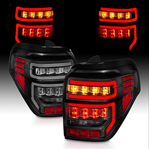 AmeriLite for 2010-2022 Toyota 4 Runner LED Tube Black Replacement Tail Light Assembly Pair - Passenger and Driver Side