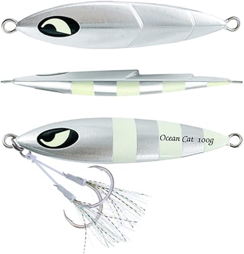 OCEAN CAT 1 unidad de señuelos de pesca de otoño lento, plomo, plantillas planas de metal, cebos de jigging con gancho para pesca en agua salada