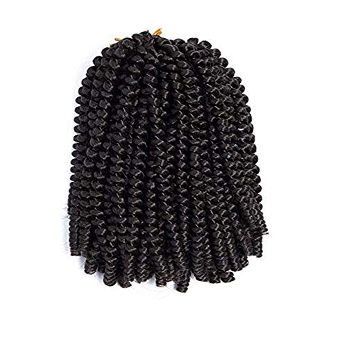 MSBELLE Crochet Spring Twist Hair Braiding 100g/Pcs Kinkly Twist Braiding Hair 8 Inch Spring Twist Crochet Hair (1B 1PCS)