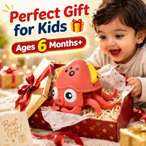 Image of Crawling Octopus Toy for Babies & Toddlers | Rechargeable Musical Moving Toy with Light & Sound | Sensor Obstacle Avoidance Tummy Time Toy | Educational Gift for Kids 6 Months+