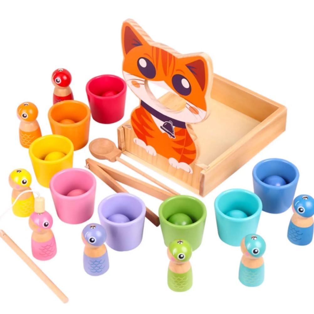 ttnmrc Montessori Wooden Color Sorting Cups Toy