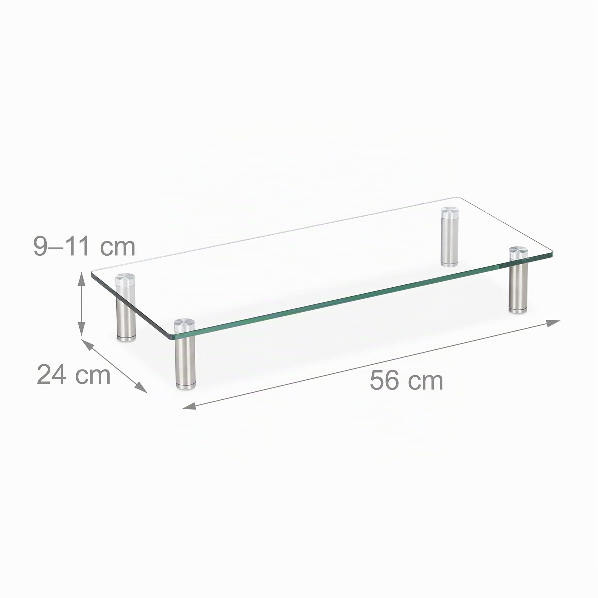 Relaxdays Supporto Monitor, Alzatina per TV, Standing Computer Desk, Rialzo Scrivania, Regolabile, 56x24 cm, trasparente