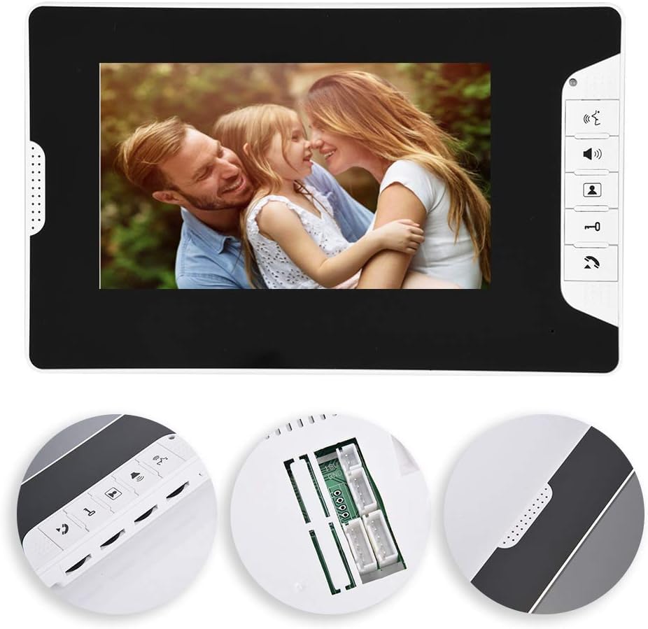 Image of Video Door Phone 7 Inch TFT LCD Monitor Video Doorbell Intercom with Night Vision Camera, Two-Way Audio, Aluminum Alloy Panel