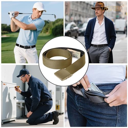 Image of Travel Security Money Belt with Hidden Money Pocket - Cashsafe Anti-Theft Wallet Unisex Nickel free Nylon Belt by JASGOOD