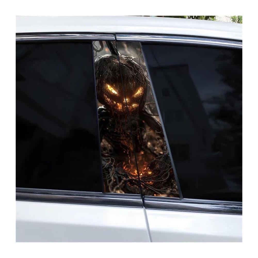 Decorative Items 2pcs Halloween Horror Pumpkin Stickers Car B-Pillar Stickers DIY Car Door Pillar Decoration Sticker(Type A)