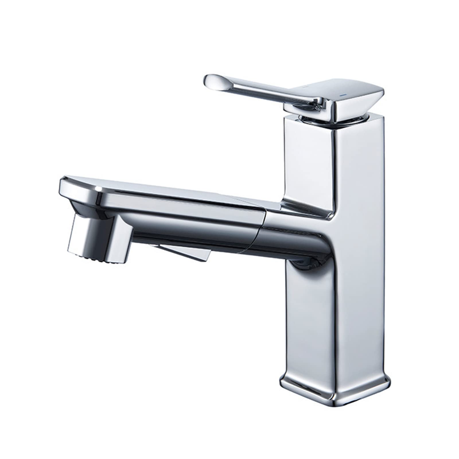 Robinet de lavabo rétractable à poignée unique eau chaude froide gris mat - 8
