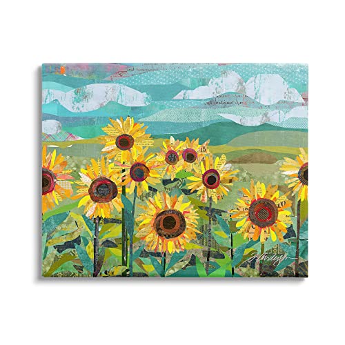 Stupell Industries Collaged Sunflower Field Abstract Layered Ephemera Meadow Canvas Wall Art, Design By Traci Anderson