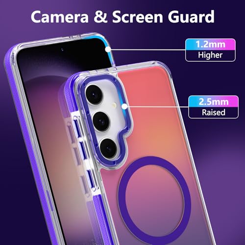 Image of Magnetic Case for Samsung Galaxy S23 Plus [Compatible with Magsafe] [Cute Fashion Fluorescent Design] [1 Screen Protector] Slim Translucent Matte Case for Galaxy S23 Plus 6.7 inch, Purple