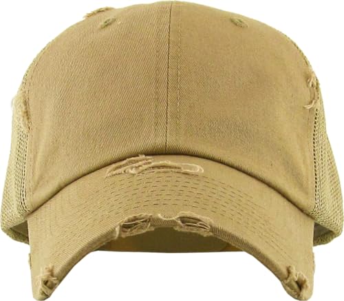Image of KBETHOS Vintage Washed Distressed Cotton Dad Hat Baseball Cap Adjustable Polo Trucker Unisex Style Headwear