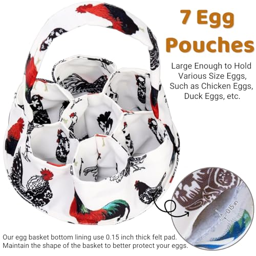 Noamus 2 Pack Eggs Collecting Bags, Mini Canvas Eggs Gathering Basket with 7 Pouches, Easter Egg Collector for Chicken Hen Duck Goose Housewife Garden Transporting Storage(2 Styles) - Image 3