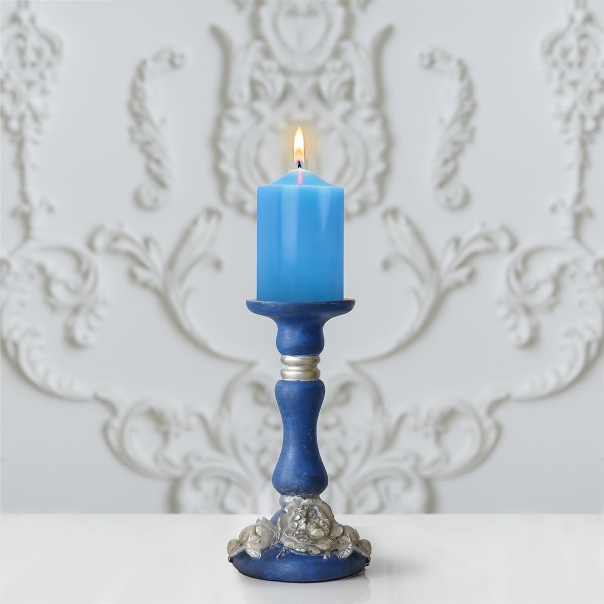 2x3 candele colate a colonna blu a mano