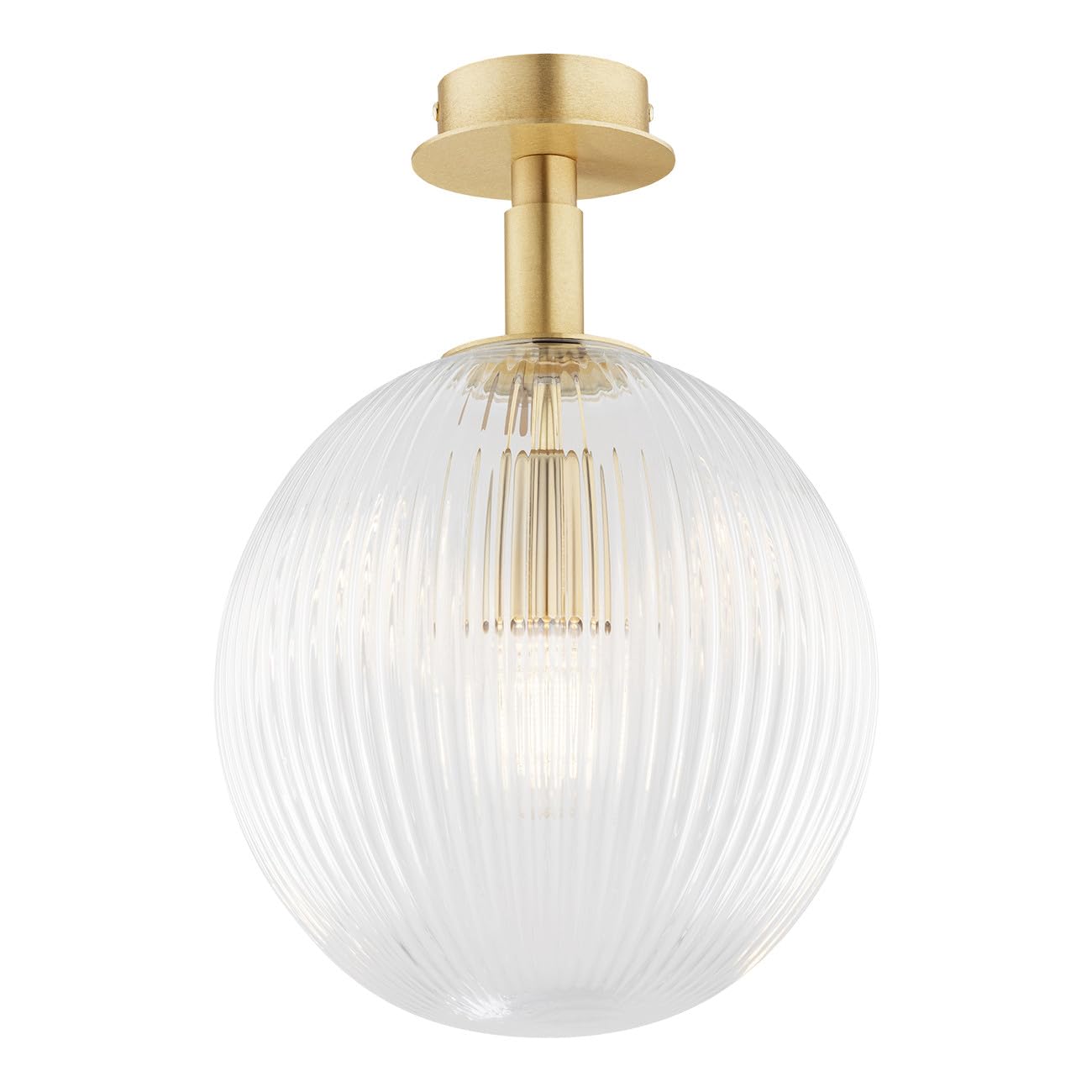 Argon PALOMA Lampada da soffitto a globo trasparente (Cannellato), ottone spazzolato