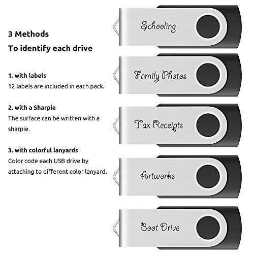 Enfain 32Gb Usb 2.0 Flash Drive Thumb Drive Memory Stick Pen Drive For Data Storage And Share Solution, With 12 X White Labels For Marking (Black, 10 Pack) #TOP7