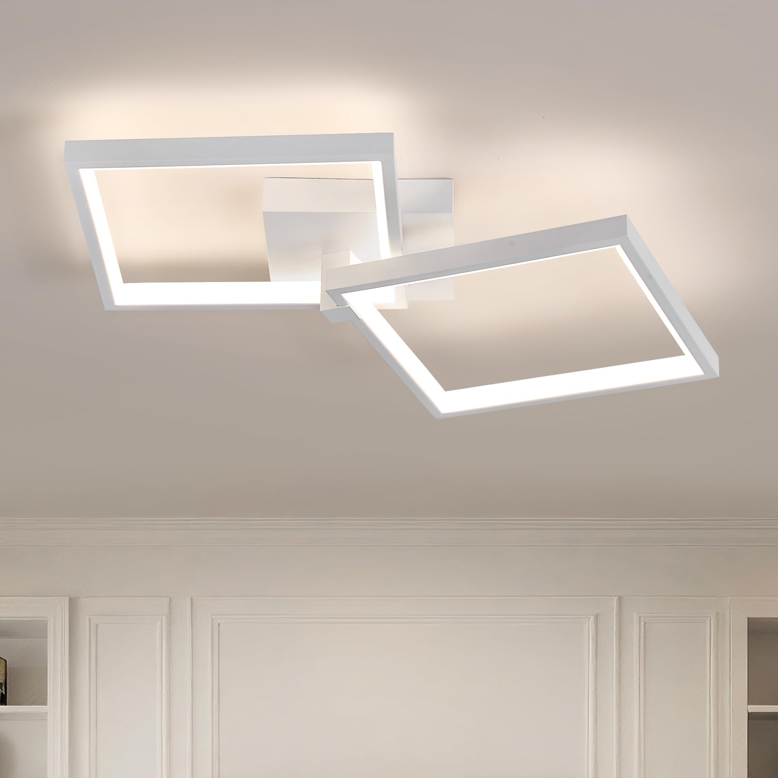Qamra Plafonnier LED Moderne, Plafonnier carré de 51 cm