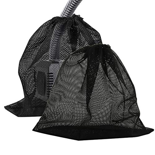 Bluecell World 2 Pcs Pump Barrier Bag, with Drawstring Pond Mesh Pump Filter Netting Bag for Pond Bio Filters Aquarium Filtration and Outdoor Swimming Pool Black Media Bags (12.2"x 15.9" X2)