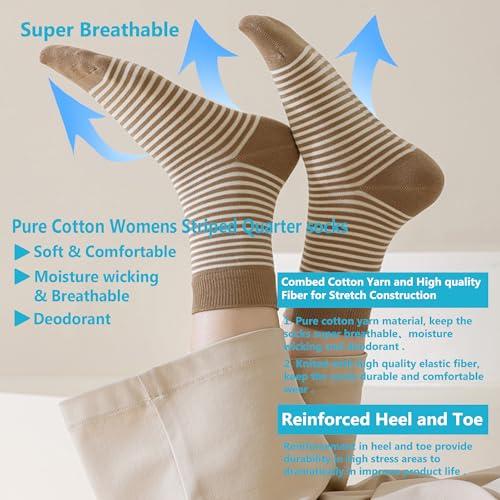 MAGIARTE Womens Mini Crew Socks Combed Cotton Casual Athletic Quarter Socks for women 6-Pack2