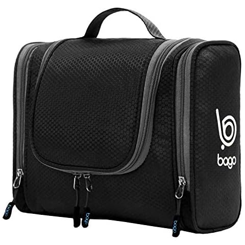 Bago Travel Toiletry Bag for Women and Men - Large Waterproof Hanging Large Toiletry Bag for Bathroom and Travel Bag for Toiletries Organizer -Travel Makeup Bag (Pure Black) Cover