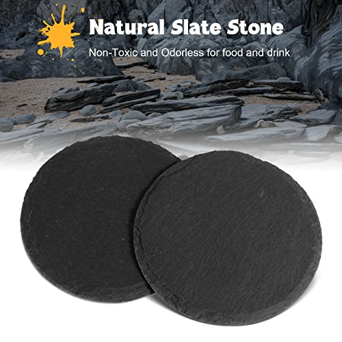 Glcon SLATE COASTERS SET OF 6 Black Slate Coasters For Drinks - Set Of 6 - Anti-Scratch Drink Coasters With Holder - Natural Stone Coasters Bulk, Unique Diy Crafts - Cup Coaster Set For Home Decor, Bar thumb #7