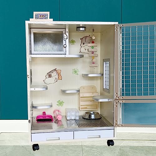 Jaulas para Cobayas Grandes,Jaula Chinchilla Jaula Transparente para Cobayas De Jaula para Ratas, Alambre De Acero Resistente, Hábitat para Animales Pequeños con Puertas, Bandeja Extraíble Y Accesorio