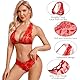 Satohom Damen Dessous Sexy Reizwäsche Set 2-teilig Spitzen Erotisch Unterwäsche BH und Slip Frauen Lingerie Babydoll Dessous Zweiteiliges Neckholder Nachtwäsche Bügellos Rückenfrei Babydoll