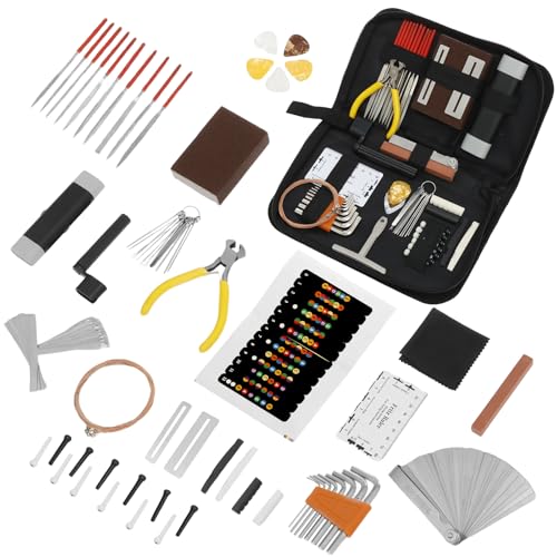 72Pcs Guitar Repairing Tool kit, Bring a storage bag Professional Care Set of Tools Suitable for Acoustic Guitar, Electric guitar,Perfect Gift for Music or String Instrument Enthusiast