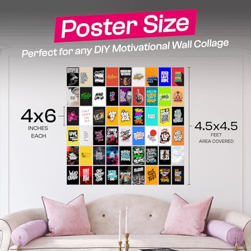 Image of 54 Motivational & Inspirational Aesthetic Mini Posters (4 x 6 Inch) | Premium Wall Collage Kit for Room, Office, Dorm & Home Decor