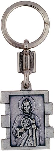 Miniatura 4 de Llavero de San Judas Metal plateado Santo patrón de causas desesperadas Gran regalo católico para la primera comunión y confirmación Accesorio