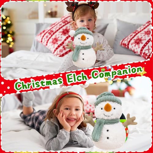 Weihnachten Kuscheltier Schneemann,25cm Weihnachten Schneemann Weiches Fell Plüsch, Plüschtier Christmas Plüschpuppe Dekoration Stofftier Plüsch Figuren Spielzeug für Kinder Mädchen Jungen (C)