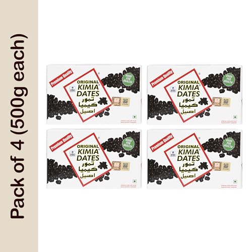 Image of Kimia Dates Original Mazafati Dates - Pack of 4 (500gm Each) | Juicy & Delicious Khajoor, Khajur | Healthy Snacks | Rich in Fibre | Perfect for Snacking (Carton Box)