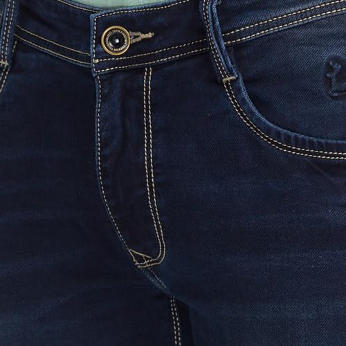 Image of Parx Men's Cotton Blend Dobby Pattern Slim Tapered Fit Flat Front Jeans