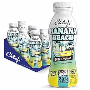 Chiefs Milk Protein Drink met 25g Protein en BCAA • High Protein Shake Low Carb, lactosevrij, suikerarm • 6 x 330ml Banana Beach