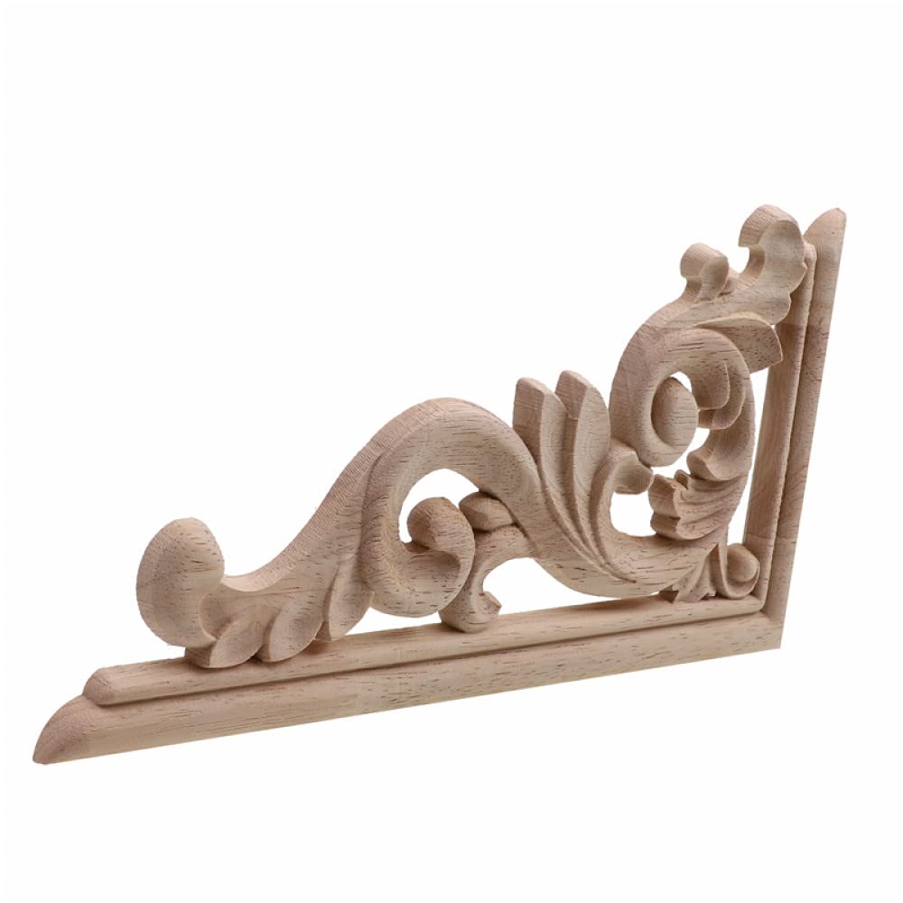 Par De Apliques De Esquina Tallados En Madera De Roble, Con Diseño De Flores - Decoración Clásica