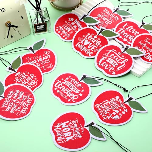 Image of DaisyInner 12 Pcs Car Air Freshener Bulk Thank You Gifts for Teacher Girly Air Fresheners Apple Shape Hanging Accessories Back to School Teacher Appreciation Gift