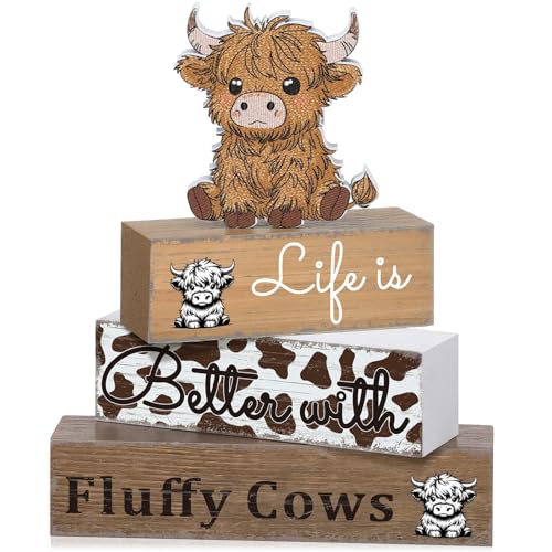 Geelin 4 Pcs Highland Cow Table Decorations Cow...