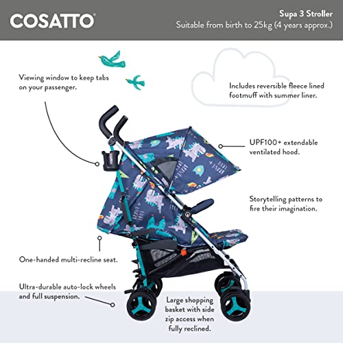Cosatto Supa 3 kinderwagen - lichtgewicht kinderwagen vanaf de geboorte tot 25 kg - eenvoudig, compact, parapluvouw… - Afbeelding 3