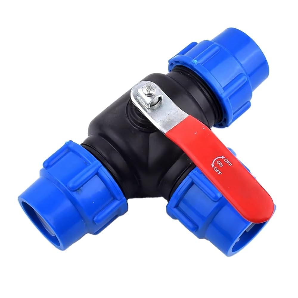 Valvola a sfera a 3 vie in PVC PE da 1 pezzo - Connettore rapido a T for irrigazione agricola, raccordi for tubi dell'acqua domestici e industriali(40mm)