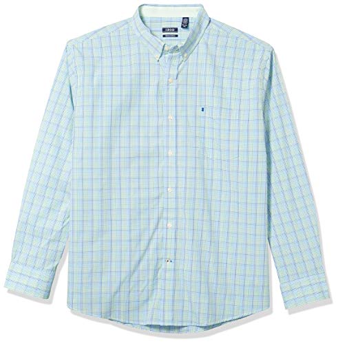 IZOD mens Long Sleeve Stretch Performance Plaid Button Down Shirt, Meadow, XX-Large US