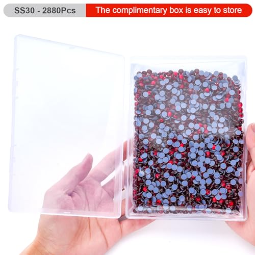 Image of Hotfix Rhinestones Bulk, 2880PCS Lt.siam Hot Fix Rhinestones for Clothes DIY Decoration Crafts, Lt.siam, SS30, 6.3-6.5mm