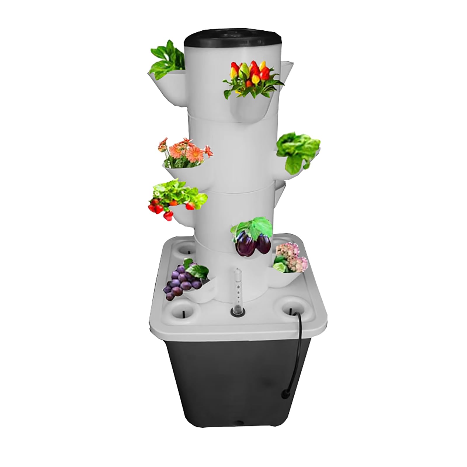de Cultivo hidropónico Tower Garden, macetero Vertical para Exterior e Interior, Kit de Cultivo Inteligente con Bomba y depósito de Agua para Hierbas, Frutas y Verduras (12