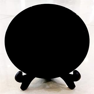 SUOYI Specchio Fengshui Piatto Rotondo Disco Cerchio di Pietra Ossidiana Nera Naturale al 100% per Arredamento Casa E Ufficio